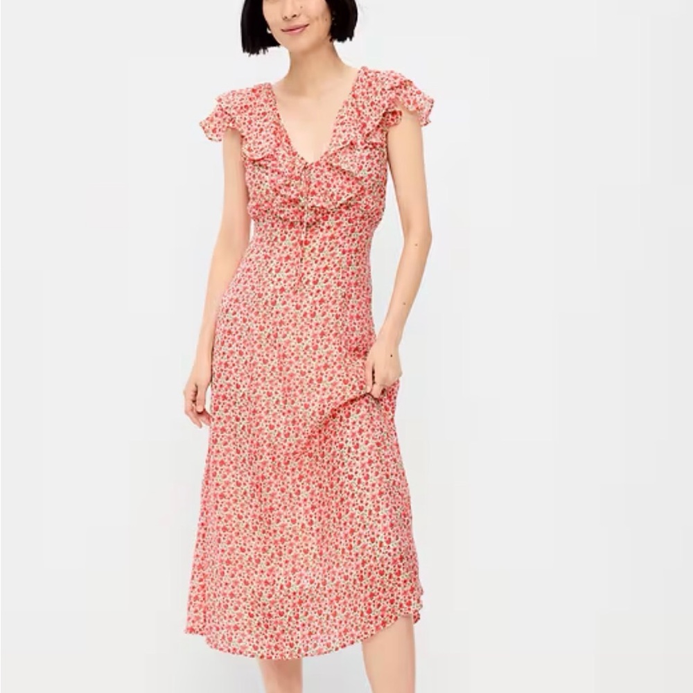 Old Navy Floral Pink Ruffle Midi Dress